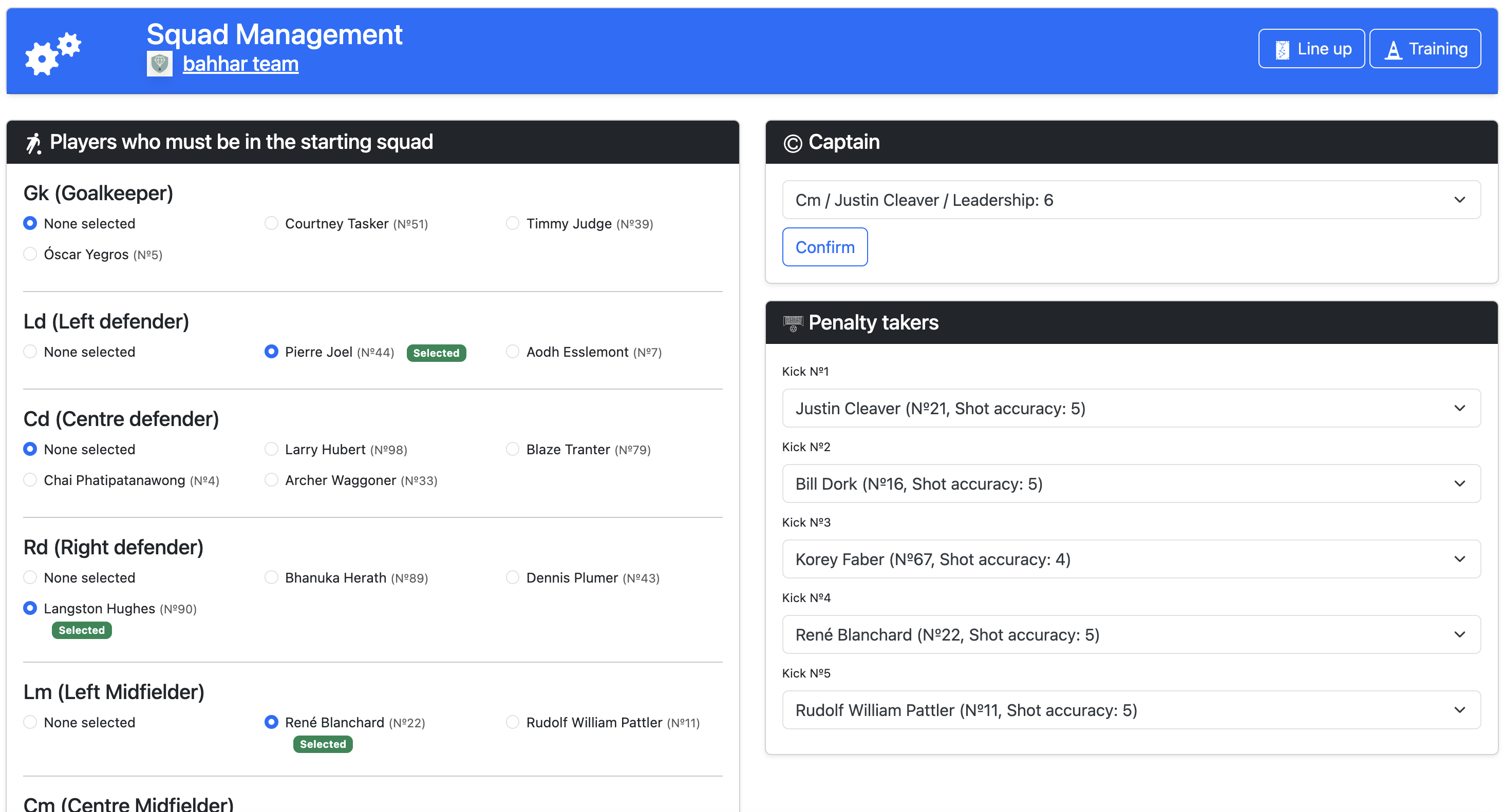 Squad management